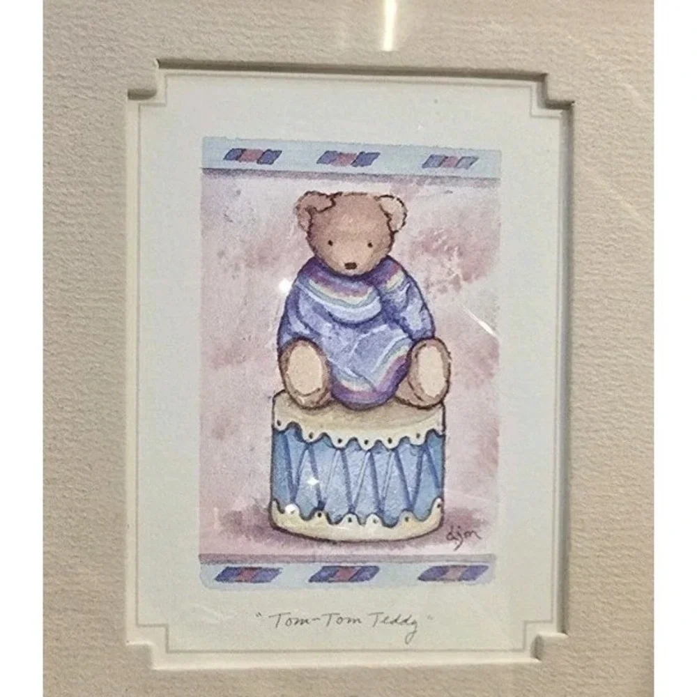 Y2K FIGI Graphics Teddy Bear Nursery Art‎ Pastel Baby Room Decor Tom Tom Teddy